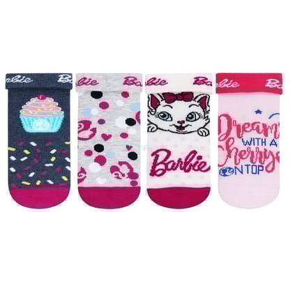 Newborn Barbie Socks For Baby Girls-Pack Of 4 Assorted 6 - 12 Months