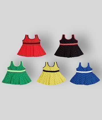 The Creators - Multicolor Cotton Blend Baby Girls Frock ( Pack of 5 ) - None
