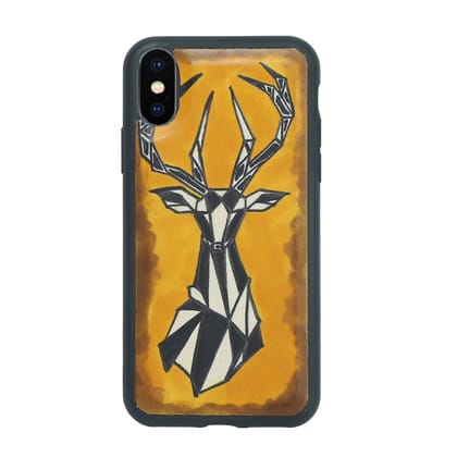 Hand Painted Deer on Yellow Leather Mobile Cover by Brune & Bareskin-11