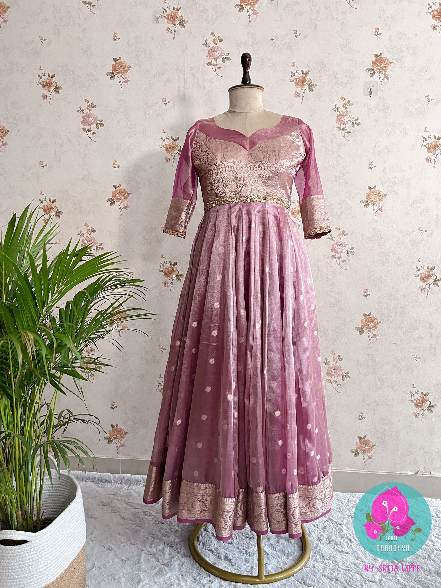 Panelled Tissue Silk frock-XS