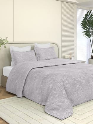 Sensation Quilted Bedcover cum AC comforter Set with 2 Pillow Covers.-vanilla