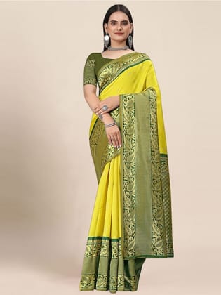 Ethnic Motifs Woven Design Zari Banarasi Saree