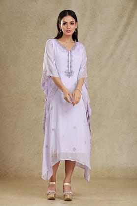 Sparkling Elegance the Sequined Long Kaftan-PINK / M