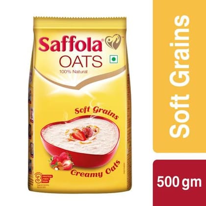 Saffola Oats  100 Natural With High Protein  Fibre Healthy Cereals 500 g Pouch