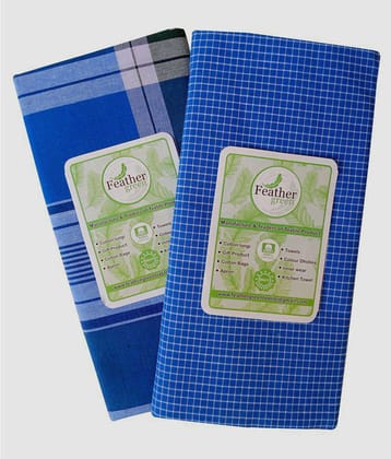 Feather Green - Multi Cotton Mens Lungi ( Pack of 2 ) - None