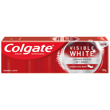 Colgate Visible White Teeth Whitening Toothpaste, Protects Enamel, Removes Stains, With Whitening Accelerators, 100 G(Savers Retail)