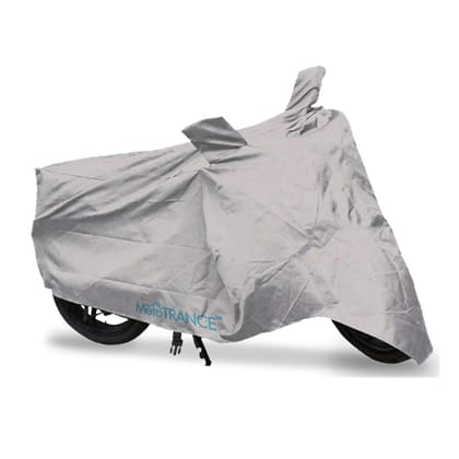 MotoTrance Bike Body Cover For Bajaj Pulsar NS160 - Interlock-Stitched Water and Heat Resistant with Mirror Pockets-Silver