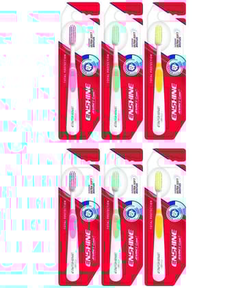 ENSHINE Advance Clean Toothbrush with Ultra Soft Bristles & Effective Tongue Cleaner ( Pack Of 6 )