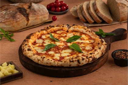 Sourdough Margherita Pizza With Truffle Oil Pizza __ 4 Slice