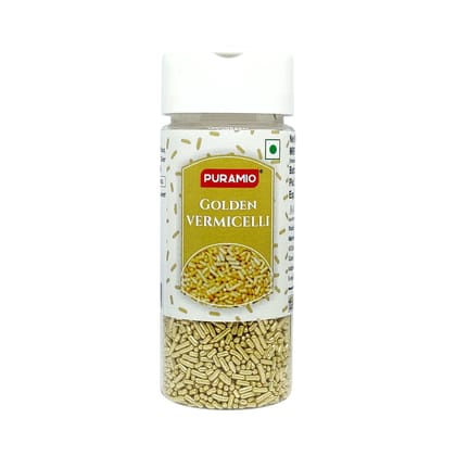 Puramio Golden Vermicelli Sprinkles With (Real Silver Vark) For Cake Decoration, 100 gm