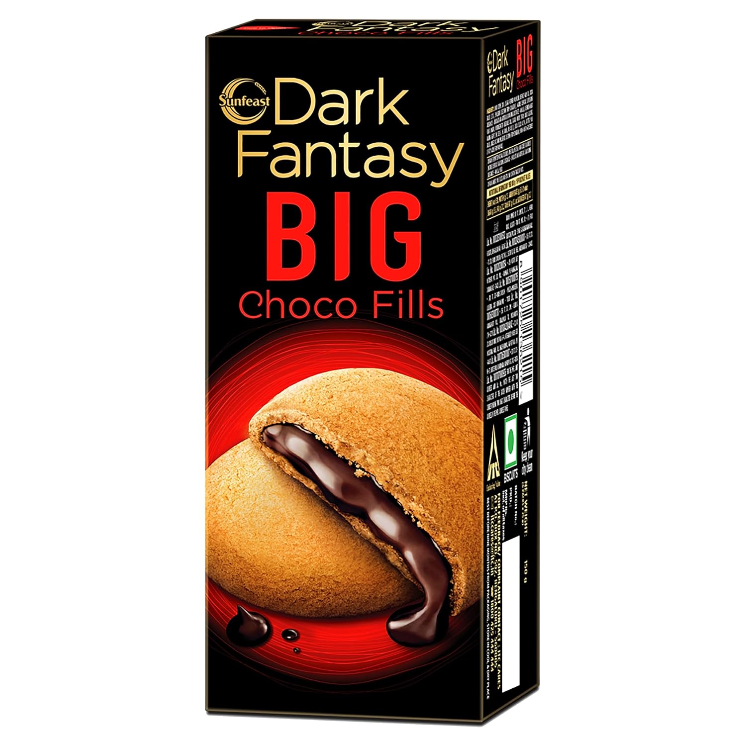 Sunfeast Dark Fantasy Big Choco Fills, 150G, Big Crunchy Cookies Filled With Choco Crème