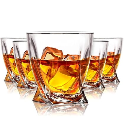 Italian Premium Crystal Whiskey Glasses Set of 6 | Crystal Clear Imported 300ML Scotch Glass