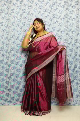 Vasundhara-Tissue Linen / Tissue Linen / Wine Red
