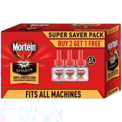 Mortein Smartplus Mosquito Repellent Refill, Mosquito Repellent & Killer, 100% Protection From Dengue Mosquitoes, 45Ml (Pack Of 3)