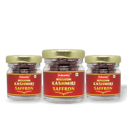 Puramio Kashmiri Saffron (Kesar) - Pure And Natural, 5 gm Each - Pack of 3