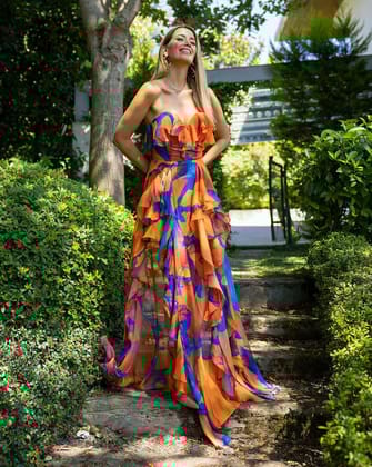 Arizona Floral Ruffle Dress-XXS
