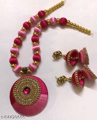 Elegant Dual-Tone Silk Thread Jewellery Set