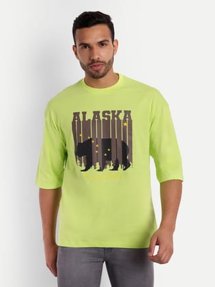 Alaska Neon Green Oversized Tee-S / Green
