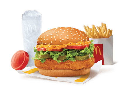 McSpicy Deluxe Chicken Burger + Sprite + Fries (R)