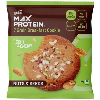RiteBite Max Protein Nuts & Seeds 7 Grain Breakfast Cookie, 55 gm