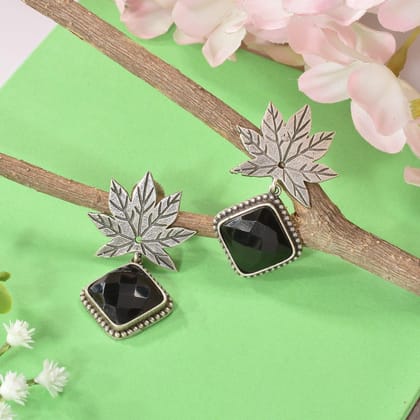 Monalisa Stone Silver Dangler Earrings | Sarichka-Black