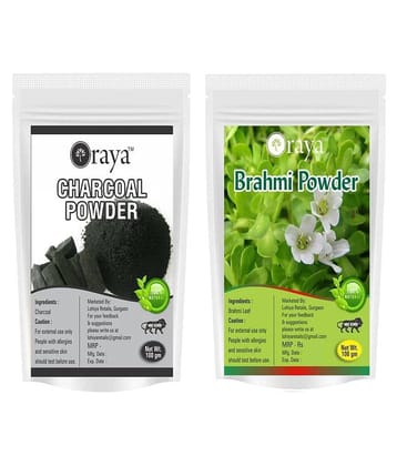 ORAYA 100% Pure Activated Charcoal Powder And Brahmi Powder Face Pack 200 gm Pack of 2