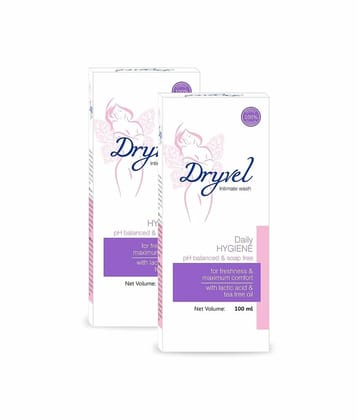 Dryvel Hygiene Intimate Wash for Women Natural PH Balanced with eucalyptus oil 100ml ( Pack Of 2 )