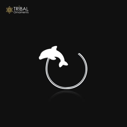 925 sterling silver fish design nose pin u band tribal jewelry np87