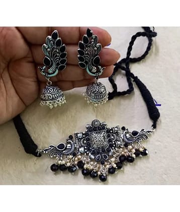 Sunhari Jewels Silver Alloy Necklace Set ( Pack of 1 ) - Silver