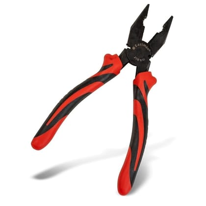 Eastman Combination Plier Set of 1Pcs, 8 Inch or 200 Mm, Alloy Steel, Heavy Duty Hardened & Tempered, Cutting plier Set Double Colour Sleeve Black & Red (E-2020)