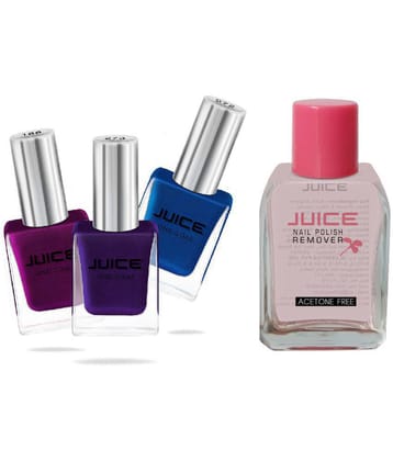 Juice PURPLE,NEAVYBLUE,VIOLET & 1 REMOVER Nail Polish 188,272,273 Multi Glossy Pack of 4 68 mL