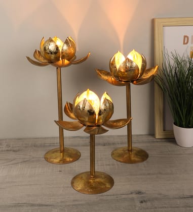 Set of 3  Detachable Lotus Tealight Holder - Amaya Decors
