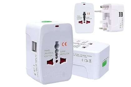 SmartCam All in One Universal International Plug Adapter 2 USB Port World Travel AC Power Charger Adapter AU US UK EU Converter