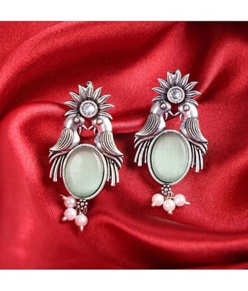 Sunhari Jewels Green Hoops Earrings ( Pack of 1 ) - Green