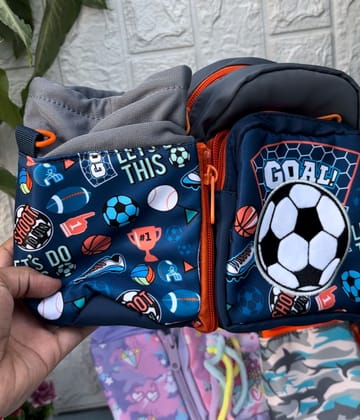Spot Hunt 2 in 1 Lunch Bag Water Bottle Bag, Canvas, for Kids,  School, Picnic, Work, Lunch Box, Water Bottle Carry Bag (Grey Shark)-Boys