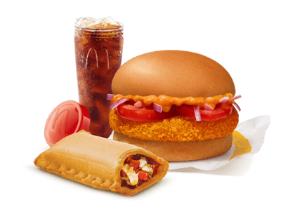McAloo Tikki Burger + Veg Pizza McPuff + Coke