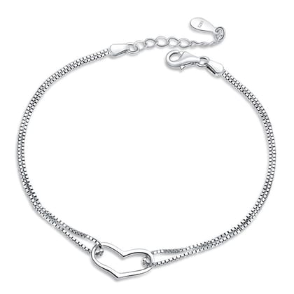 Nilus Collection Valentine Collection Silver Jewellery Heart Shape Bracelet for Women & Girls