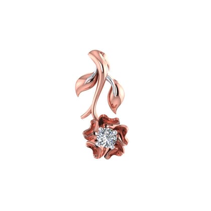 Senco Gold 18K Rose Gold A Falling Daisy Rose Gold Diamond Pendant (Gold Weight - 0.6 g / 0.1 carat / GH-VS-SI)