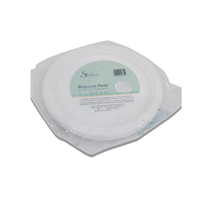 Status Round Disposable Bagasse (Sugarcane Fiber) Plates 17 Cm\,10 Pieces