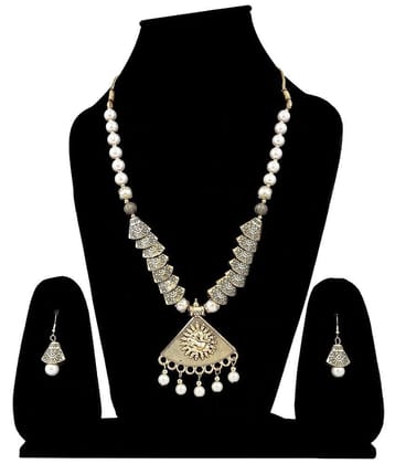 Sunhari Jewels White Alloy Necklace Set ( Pack of 1 ) - White
