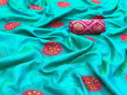 Sky Blue color Party wear Paper Silk Embroidered Sari MS-5 SB