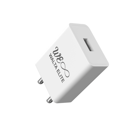 WALTA ELITE PB 25 Single Port USB 2.1 AMP Fast Charger 12W, Wall Charger Adapter with Micro V8 Cable Included - White