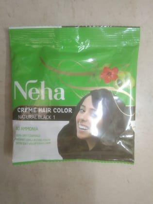 Neha Creme hair color Natural black 1 No ammonia Radiant long lasting color Satin soft voluptuous hair 
