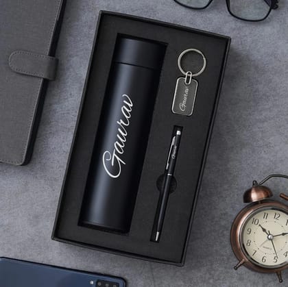 Personalized Key Chain  With Temperature Water Bottle Combo and more