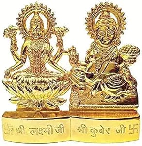 Satguru Laxmi and Kuber Idol Gold Plated Laxmi Kuber murti Goddess Laxmi and Lord Kuber Idol Pack of 2