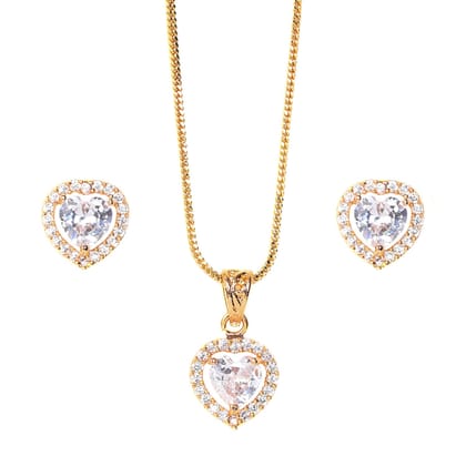 XPNSV Pendant Gold Plated Gift Set | Necklace & 2 Earrings in 8 Unique Designs-Heart