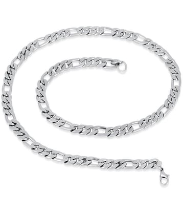 Fashion Frill Stainless Steel Interlink Silver Neck Matte Chain for Men/Boys - None