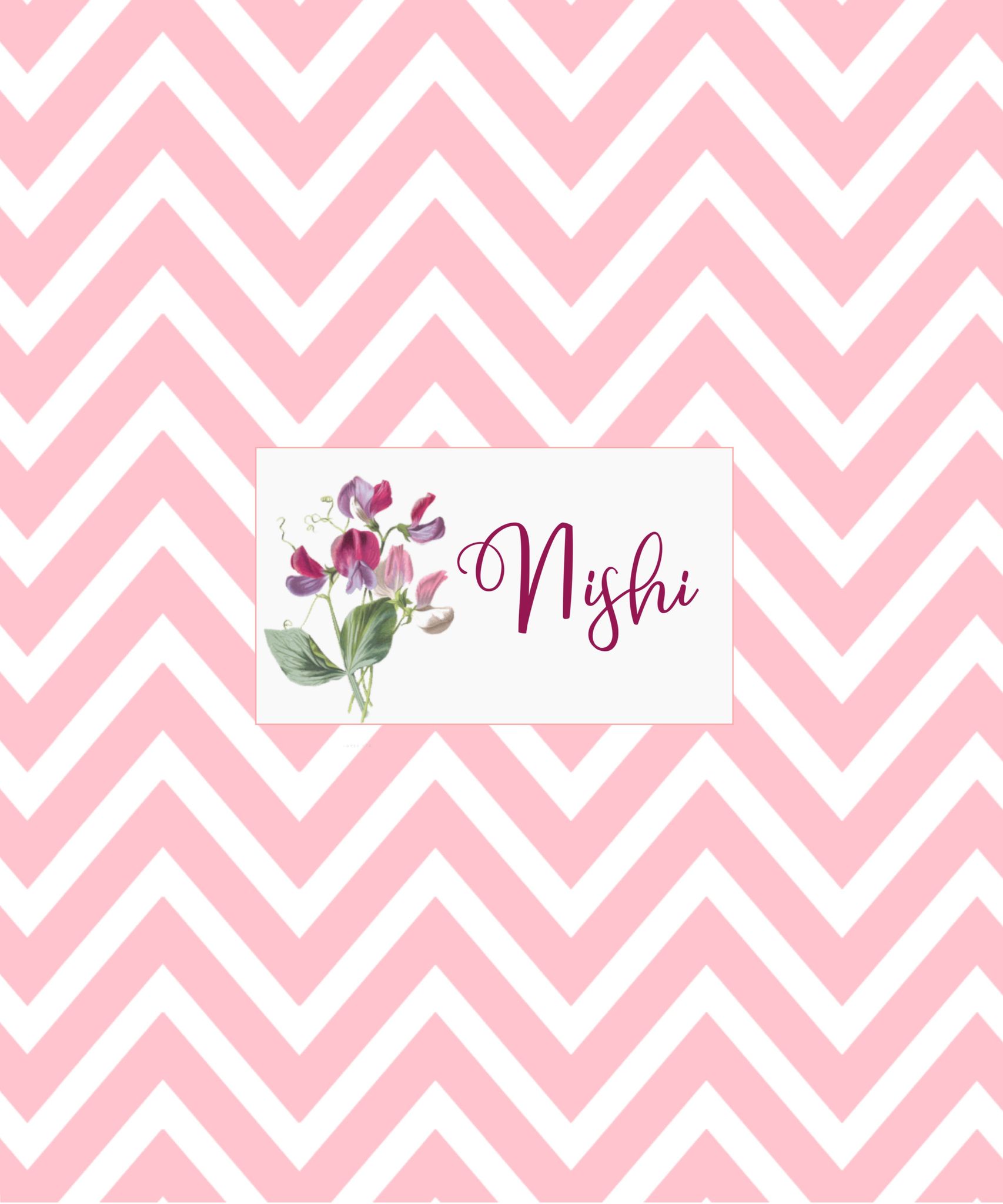 Personalised Folders  - Chevron Flowers-Chevy Pink