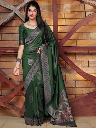 Floral Woven Design Zari Banarasi Saree