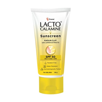 Lacto Calamine Sunscreen SPF 50 | PA +++ Sunscreen for Oily Skin | UVA – UVB Sunscreen | With Kaolin Clay and Lemon Extracts | 50 g Pack of 1 x 50g